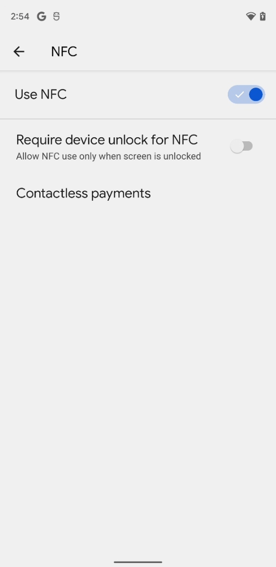 I think this was actually in earlier DPs, but you can require device unlock for NFC use.