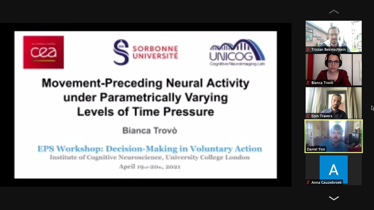 bianca_troveaux's tweet photo. Glad to have taken part in my first workshop fully focused on decision-making in volition @DecisionAction! 
🧠👇
Thanks to the organizers @elisabethpares @TraversEoin @ExpPsychSoc &amp; the speakers for this great 2-days event &amp; the interesting talks @UCL_ICN #EPSDecisionAction https://t.co/qhRrqSdUXJ