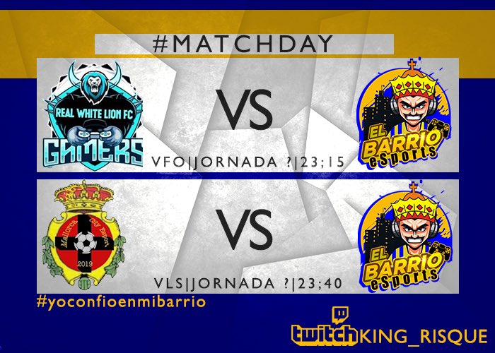 QuoVadisEsports's tweet photo. #MATCHday
🏆📊 @VFOspain_ps
📅 Jornada 3 | Regional E
🆚 @RealWhiteLion1
🏆📊 @VlsEsports
📅 Jornada 6 | División Oro
🆚 #MallorcaCity https://t.co/LYsK5mcuAV