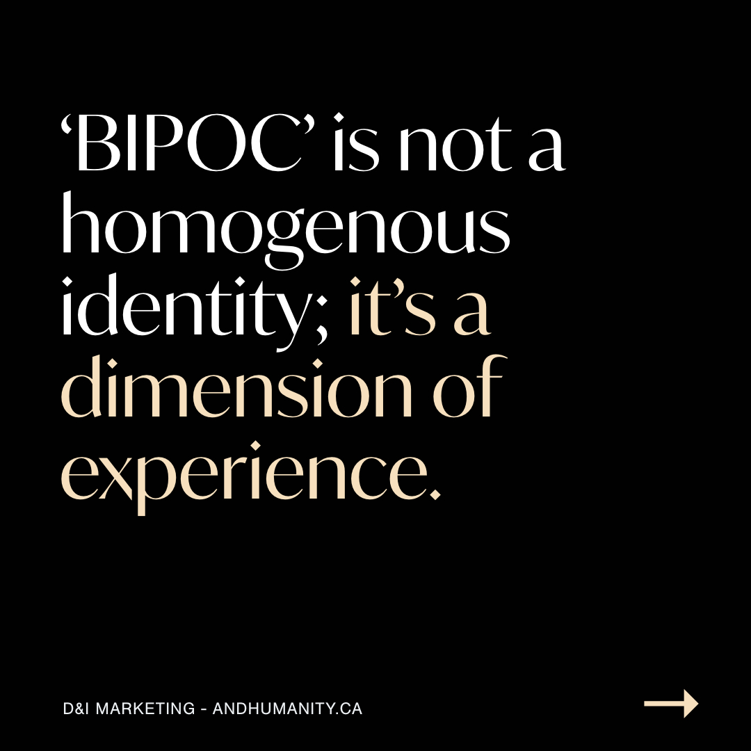 andhumanityca's tweet image. The term BIPOC was never invented to fully describe the multitude of cultures and groups it generalizes, but rather as a dimension of experience. Visit our IG for the full post with #ImageDescriptions instagram.com/p/CN8MrLnhGmZ/
