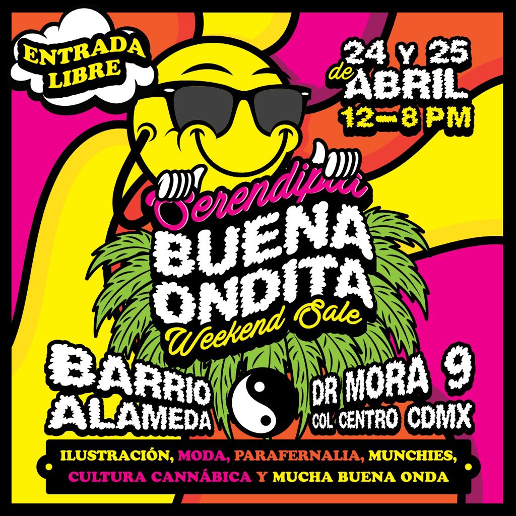 ¡El fin de semana más buena onda del año se acerca! 😎 Este 24 y 25 de abril las marcas más cool de la escena cannábica local visitan Barrio Alameda. 

· Ilustración, moda, parafernalia, munchies y cultura cannábica ·

12 a 8 pm | Dr. Mora 9, Col. Centro
#BuenaOnditaWeekendSale