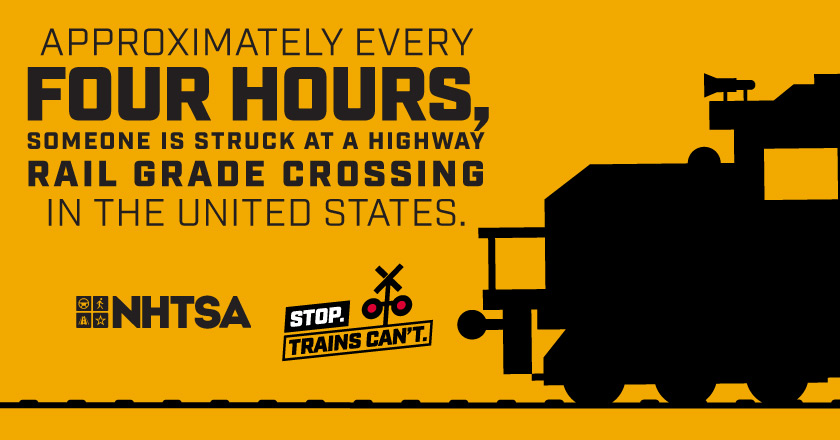 FTA_DOT's tweet photo. “Whether you’re at a freight train, commuter train, or light rail crossing, ensuring your own safety, as well as that of passengers and of anyone else in the vicinity, requires you to be alert.”— @NHTSAgov https://t.co/ZddINfQUk7 #StopTrainsCant. #crosscarefully https://t.co/RYXYHEbvua