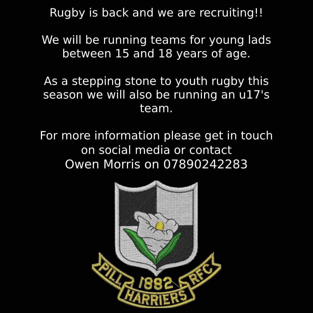 PillHarriersRFC's tweet image. RUGBY IS BACK

Get in touch for more information!! 

Information on the seniors coming tomorrow 🖤🤍

#grassrootsrugby #rugby #NEWPORT