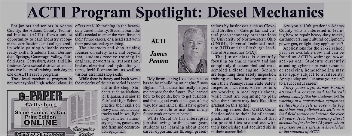 The ACTI Diesel Mechanics program is one of our most popular programs!