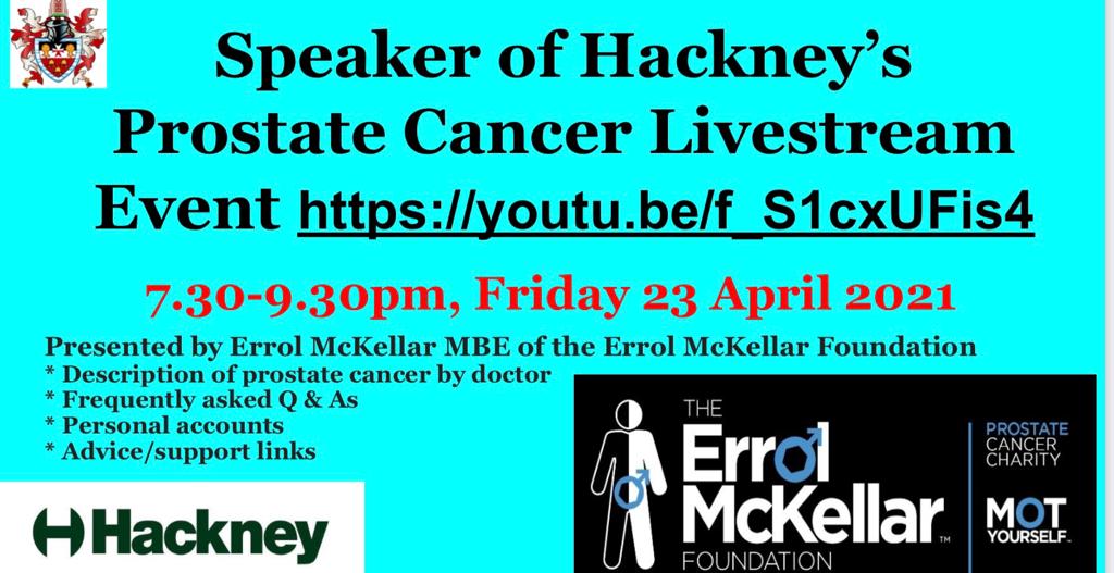 Please join us on Friday 23rd April at 7.30pm when Professor Frank Chinegwundoh MBE will be discussing Prostate Cancer. Remember guys it's a simple blood test!!