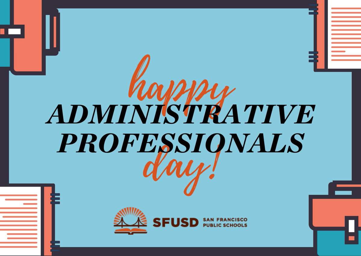 Sending a big thank you to all of our school secretaries, attendance clerks, central office admin staff, and administrative support staff today on #AdministrativeProfessionalsDay! 🗃️We appreciate your work every day and all you do to keep us moving forward. #WeAreSFUSD