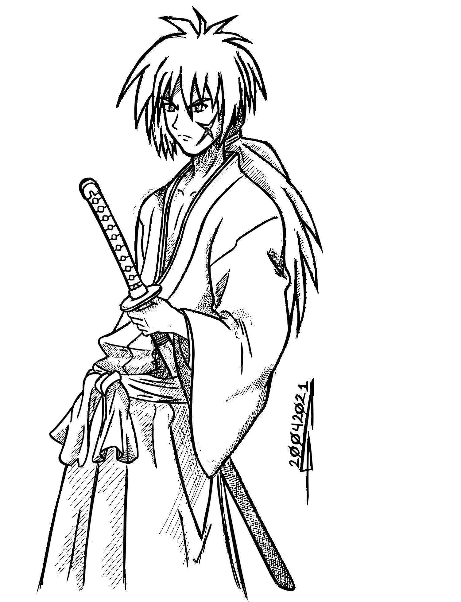 How to Draw Himura Kenshin, Rurouni Kenshin, Anime Manga