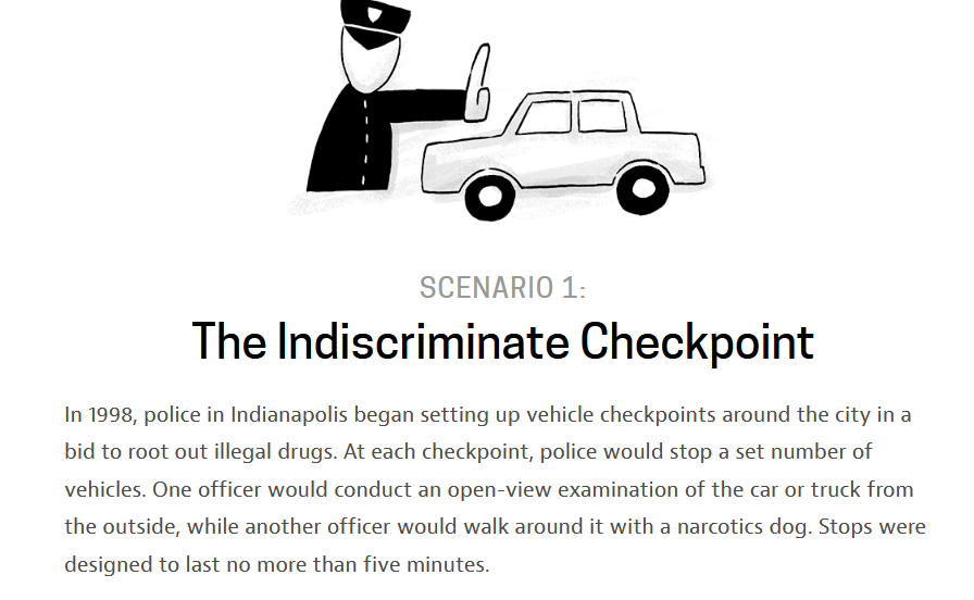 Let's start with a thinking challenge put together by  @frontlinepbs, can you spot the illegal police stop?POLICE STOP #01: The indiscriminate check-point: #CRJ201  #PoliceProcedure