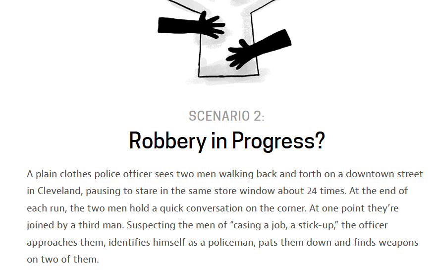 Let's start with a thinking challenge put together by  @frontlinepbs, can you spot the illegal police stop?POLICE STOP #02: The Robbery In Progress: #CRJ201  #PoliceProcedure