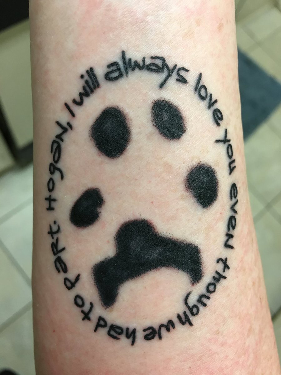 The Stories Behind  #MyTattoos19. Hogan's paw print - Jan 2017(5th annual birthday tattoo)I've had many rescue dogs, but Hogan was the one I had the tightest bond with. He was part of a 60 dog rescue that was on the news. He was heartworm positive and a mess when I got him.