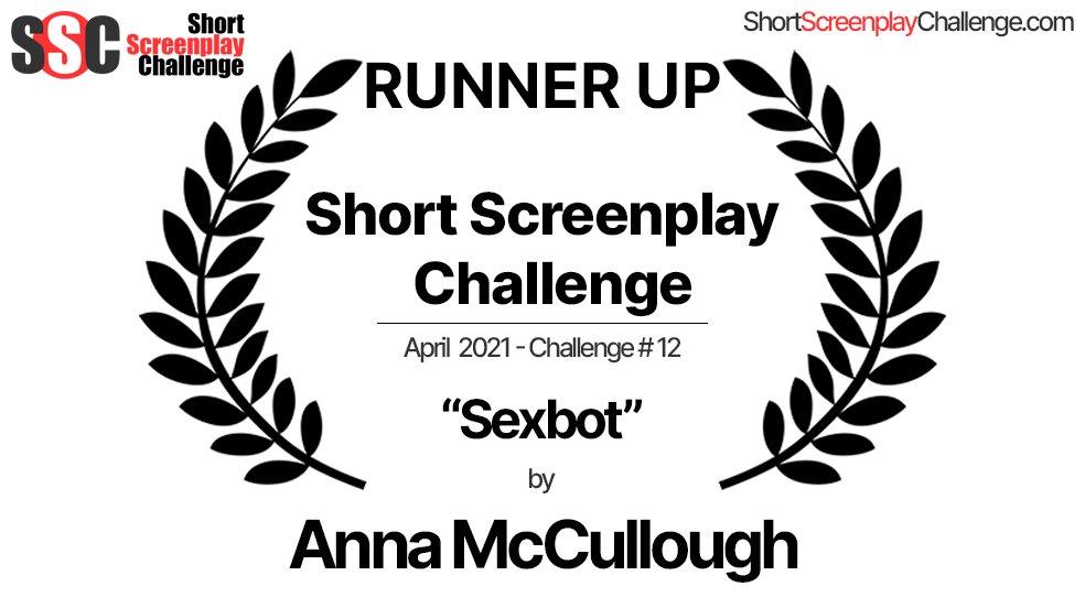 ScreenplayShort's tweet image. Congratulations to Anna McCullough for coming runner up with her filthy slapstick comedy, set on a cruise ship... &quot;Sexbot&quot;!!!

#Screenwriting #ShortScreenplayChallenge