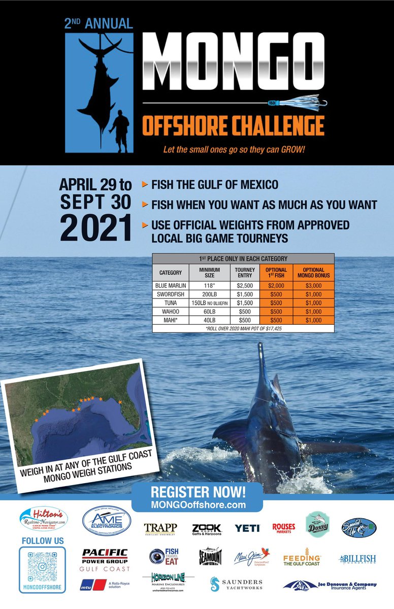 FishTIFT's tweet image. THIS JUST IN:  The 81st TIFT is now a part of the MONGO Offshore Challenge!  Teams must register for the MONGO tournament before the tournament begins on April 29 at MONGOoffshore.com #fishtift #fishMO #catchMO #winMO