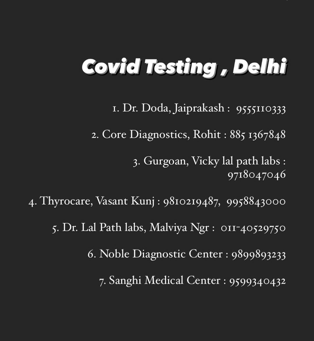 The followed are for Delhi regarding different services from Ambulance to Remedesvir to Tocilizumab to Oxygen Cylinders to Testing.