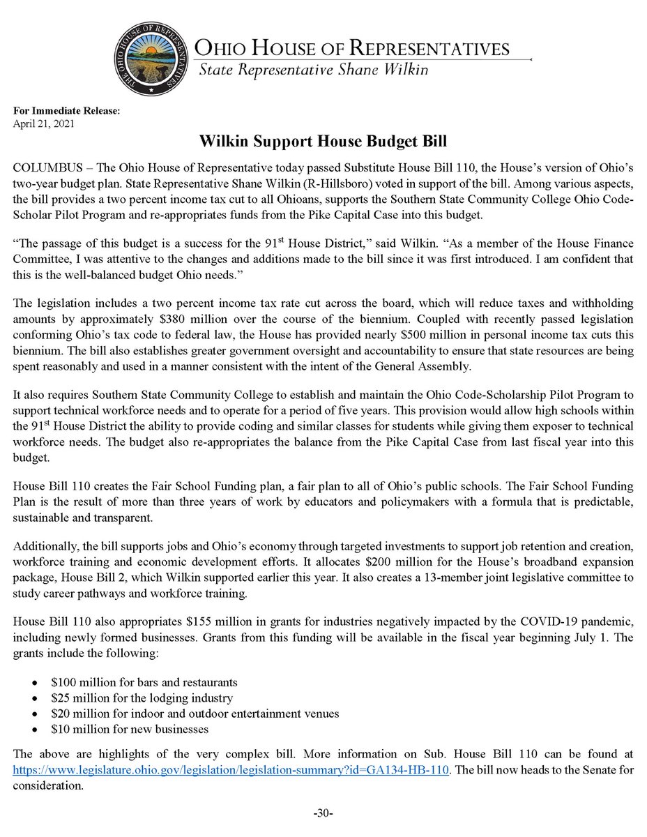 State Senator Shane Wilkin tweet media