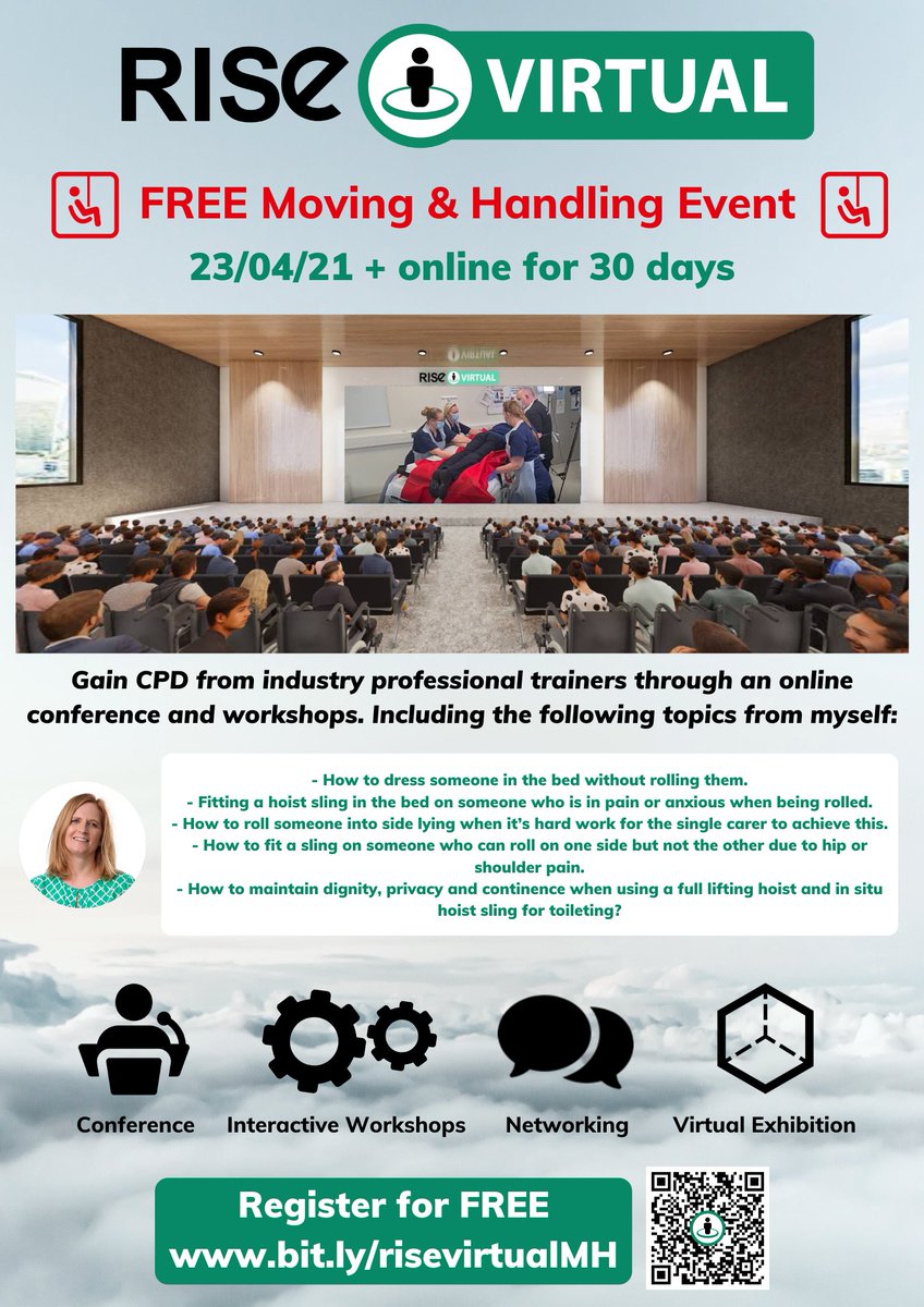I'll be live at the Rise Virtual Conference for Q &amp; A at 11am and 2.30pm on Friday. Click this link for a FREE ticket. 
risevirtual.zohobackstage.eu/MOVINGHANDLING
#singlehandedcare #OccupationalTherapy #MovingandHandlingPeople