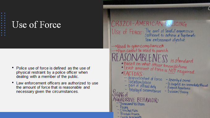 Most officers are trained in the use of force and typically encounter numerous situations during their careers when the use of force is appropriate #CRJ201  #MoraineValley  #CRJ201UoF