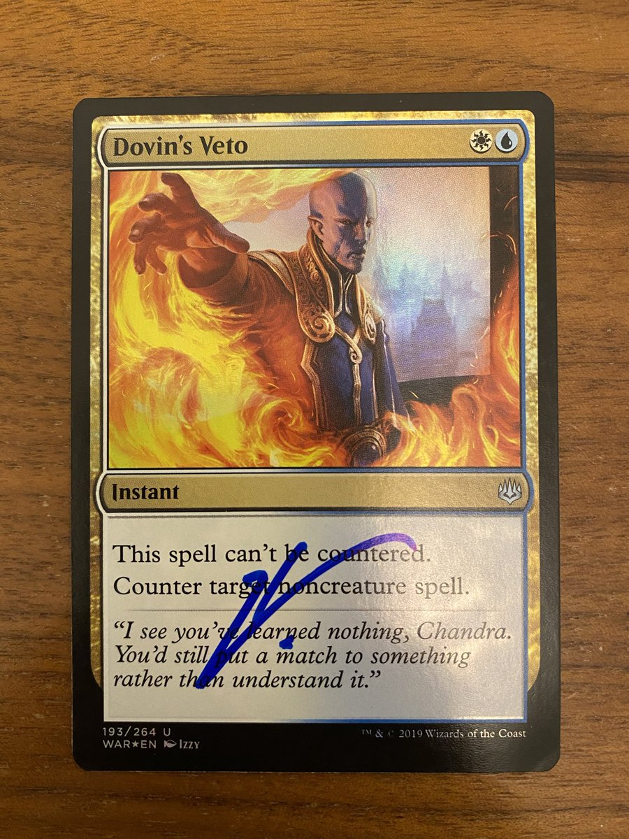 DailyMagicMuse's tweet photo. Dovin’s Veto (signed by Izzy) is like Negate, but a whole lot more powerful. It has even seen play in Vintage! #mtg https://t.co/hcJDKr3PvA