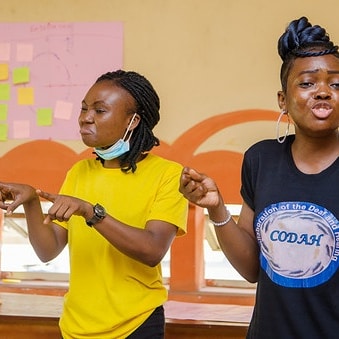 CodahEnterprise's tweet photo. Look closely, what do you see? I call it effort, of a hearing individual, to make life more comfortable and easier, for the hard of hearing. Sign Language is beautiful. Watch out for this space. #SignLanguage #codah #communication #deafcommunity #NGO https://t.co/DCiEIovJg3
