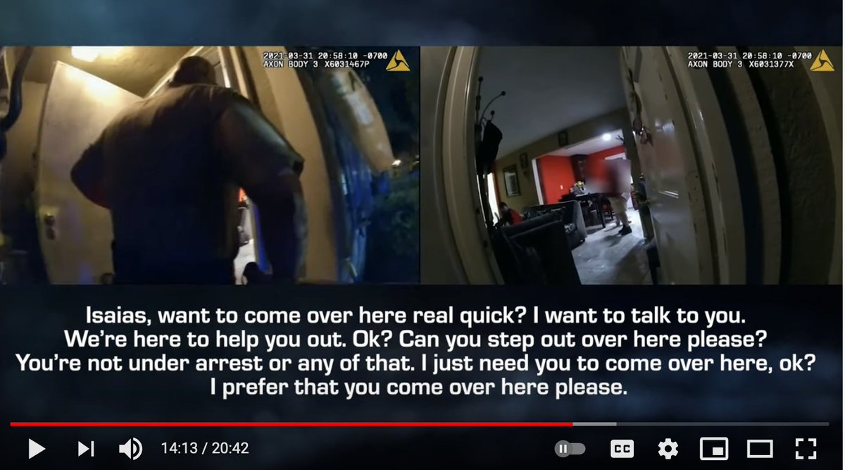 The deputy calls Isaias to the door a few times and cuts immediately to the chase - we're here to help, not to arrest. There's no trust building or any kind of engagement to see where Isaias is at emotionally at all.