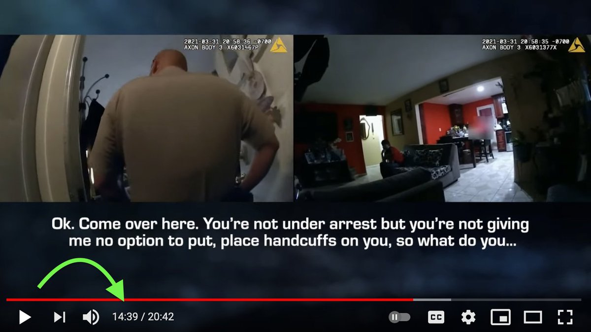 He first called out Isaias' name at ~13:52. At 14:13, Isaias was told deputies were not there to arrest him. 34 seconds after that, Isaias is being told deputies have no choice but to put him in handcuffs.