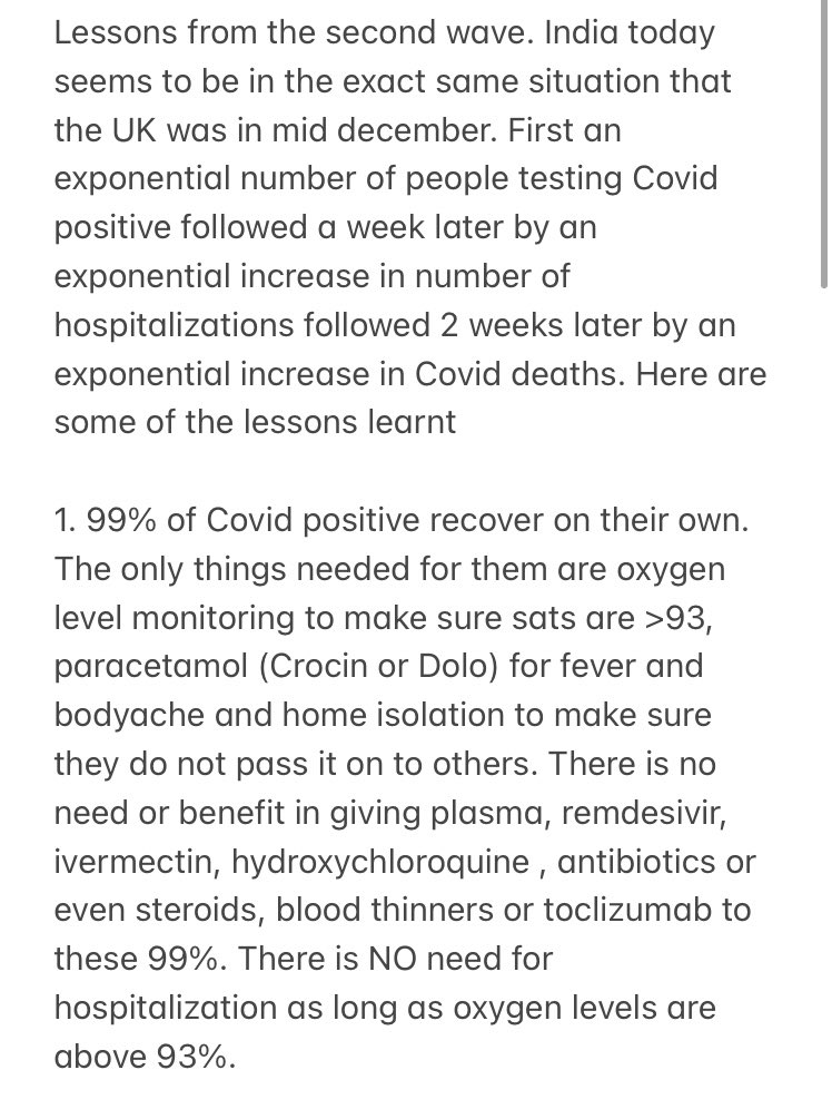 A few very sensible points of advice about various aspects of Covid management. Source - Dr Nishit Sud, NHS, London. Received on WhatsApp (but I've verified the info and it's authentic) 1. About mild cases  #COVID19  #SecondWave