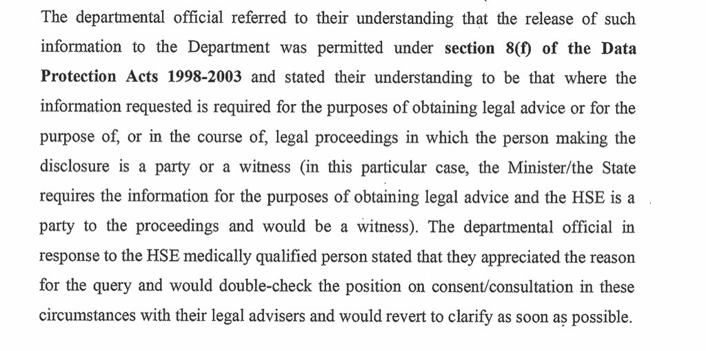 The SC’s report does, however, detail what the Dept official who was in correspondence said was their understanding of the legal basis permitting the transmission of clinical data explicitly without parents knowledge or consent.