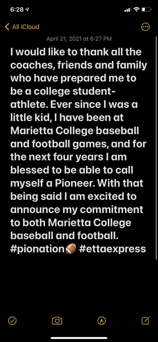 KurtTaylor_15's tweet photo. Officially a pioneer⚾️🏈 #gopios @EttaExpress_MC @CoachWaddle @Marietta_FB https://t.co/W4FRs3cSyE