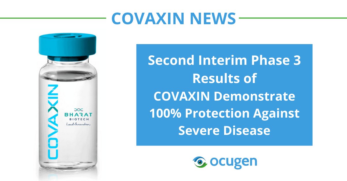 #COVID-19 vaccine co-development partner, <a href="/BharatBiotech/">Bharat Biotech</a> shared 2nd interim results demonstrating 100% protection against severe disease (including hospitalization) and 78% primary efficacy in preventing #COVID-19. View today's release: bit.ly/3njh0lj