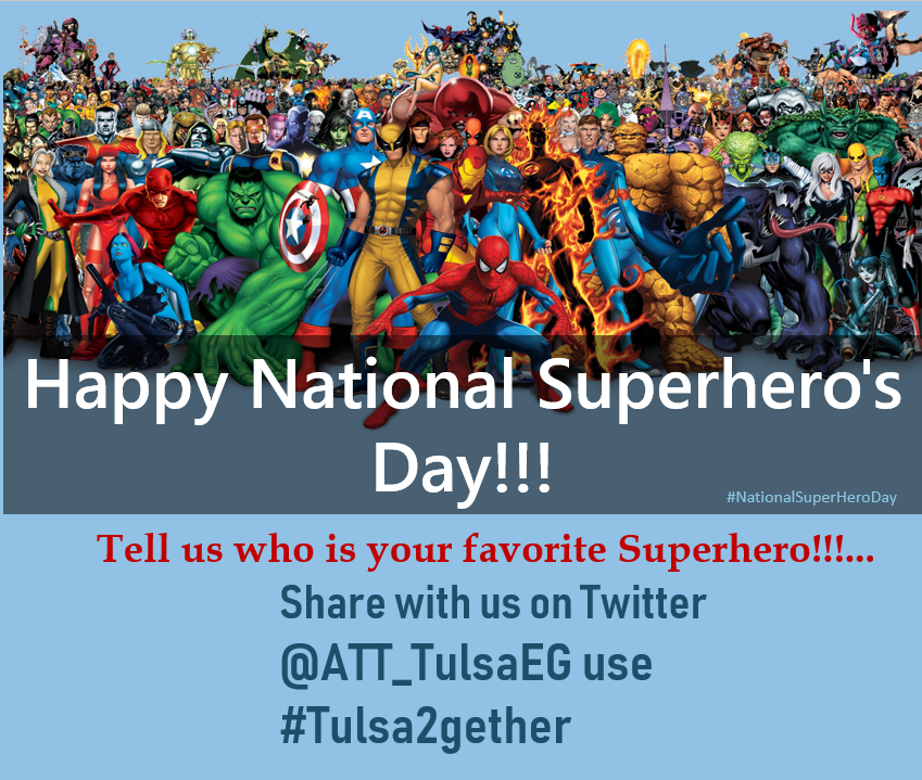 Tulsa2gether (@tulsa2gether) on Twitter photo Tell us your favorite superhero! #NationalSuperheroDay #Tulsa2gether @ATT_TulsaEG Tell us your favorite superhero! #NationalSuperheroDay #Tulsa2gether @ATT_TulsaEG