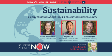 StuAffairsNOW's tweet photo. Today's episode explores the current impact of climate change and social injustice happening now and how higher ed can be part of the solution both through how we operate and how we educate students. #EarthDay #SANow
https://t.co/Jlh5FqMsex https://t.co/WhGdDBLXcT