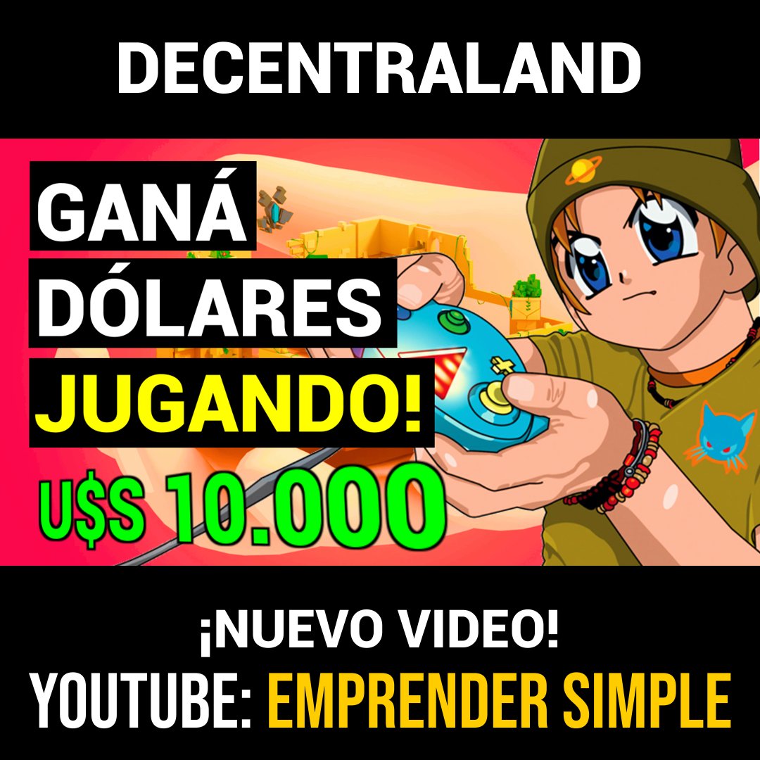EmprenderSimple's tweet photo. 🚀 Cómo Ganar Dinero en DECENTRALAND? + 🔥 MANA 2021 ¡ NUEVO ! https://t.co/vpk7e3hush
#emprendersimple #emprendermas #academiasimple #decentraland https://t.co/1GwzYPlVFv