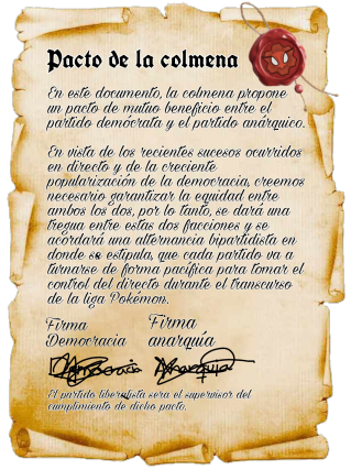 TEAMCOLMENA1's tweet photo. #twitchmichuPlaysPokemon @Wismichu En vista de los recientes sucesos ocurridos en directo #TeamColmena ha actuado, luego de una larga discusión el partido democrático a firmado el tratado. https://t.co/2RIcncvGLq