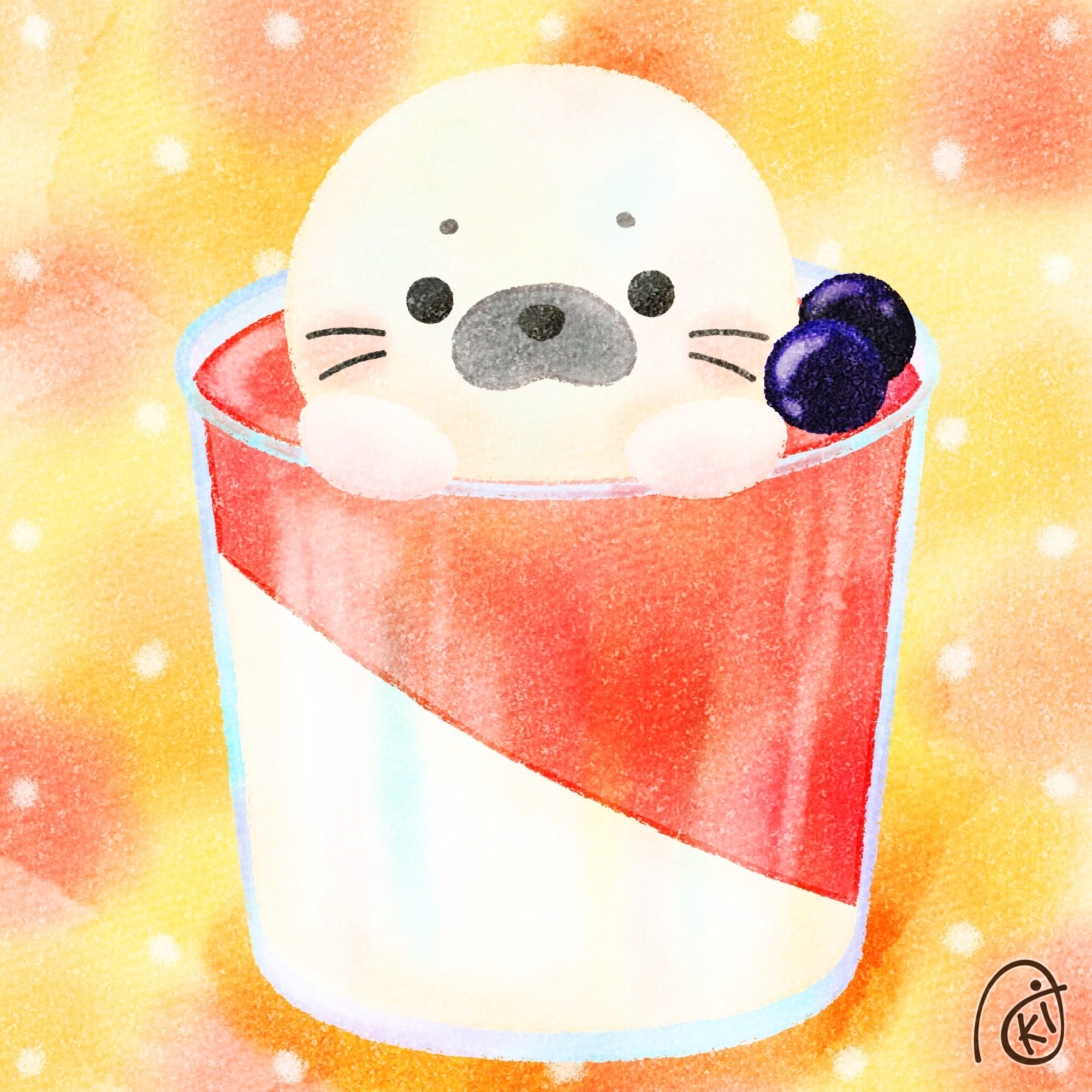 Aki グレープフルーツゼリー イラスト お絵描き アザラシ グレープフルーツゼリー T Co Scpwy9gpgl Twitter