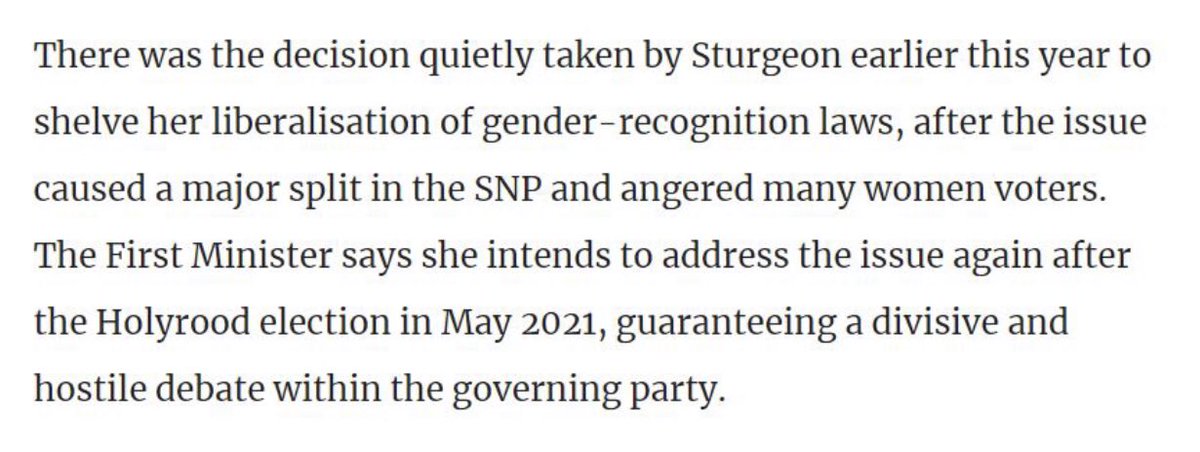 She is so worried about SNP turnout she also deliberately postponed her GRA reforms, knowing they’d be unpopular. So she quietly punted them until after the election.(19/25)