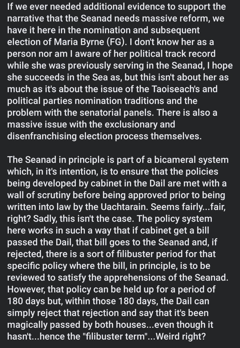 notoriousbug's tweet image. My post on Facebook about the state of #Seanad21 and #SeanadEireann. I believe the Upper House can be a force for great things. It has powerful voices &amp;amp; champions for progress. But it NEEDS reform! Seanad Eireann can be a great thing! But change needs to happen!