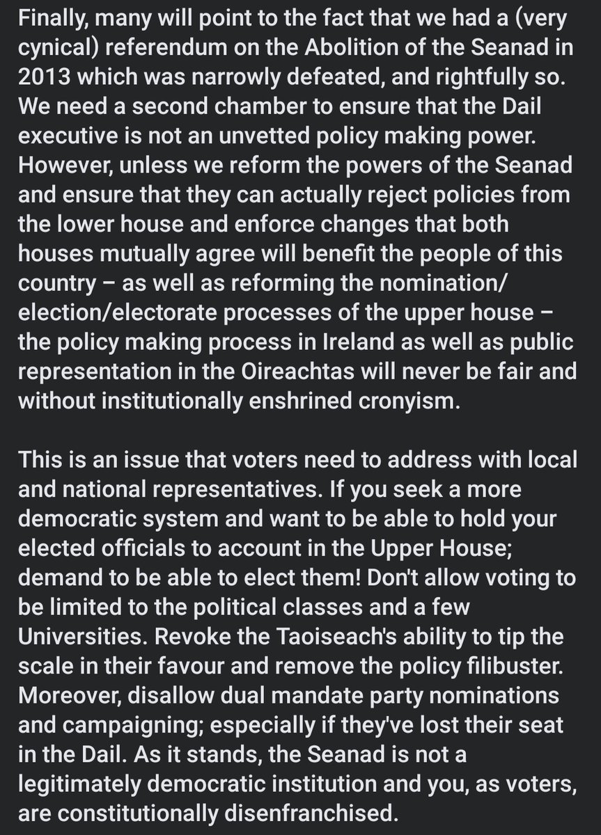 notoriousbug's tweet image. My post on Facebook about the state of #Seanad21 and #SeanadEireann. I believe the Upper House can be a force for great things. It has powerful voices &amp;amp; champions for progress. But it NEEDS reform! Seanad Eireann can be a great thing! But change needs to happen!