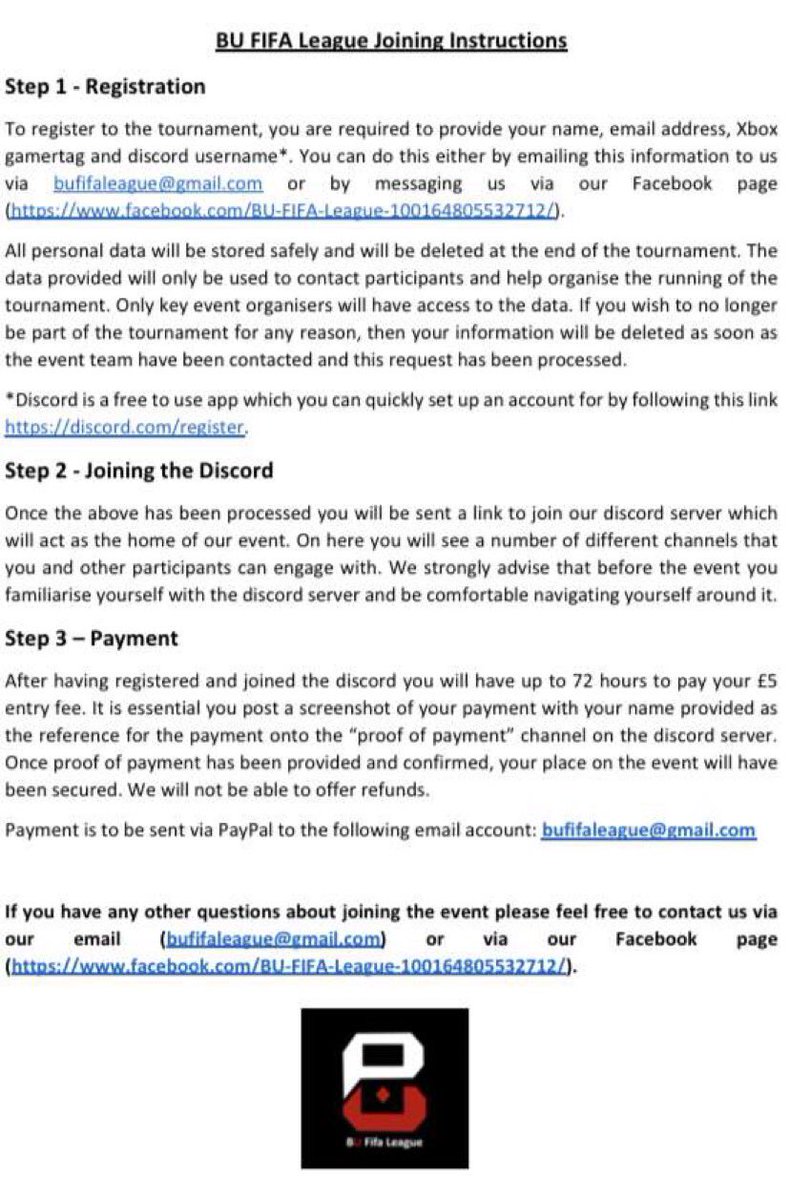 🎮❗️ALL BU FIFA PLAYERS❗️🎮

In the Next few weeks BU students will be running an XBOX Fifa tournament open to all BU students 

Prizes for winners and runners up. Chance to represent BU on varsity day. And raising money for charity. 

What to be in the event?

Sign up now! 🎮⚽️