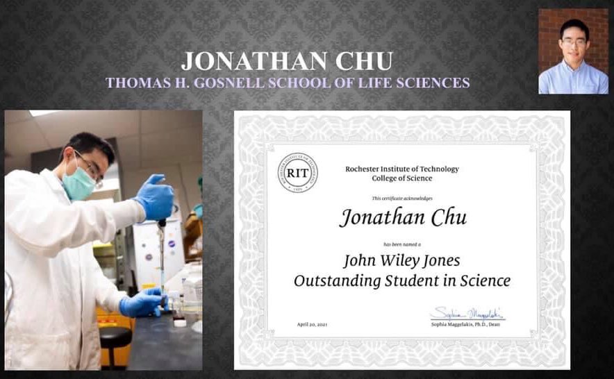 HudsonLabRIT's tweet photo. Please join me in congratulating Jonathan Chu (Biotechnology &amp; Molecular Bioscience-2021) as one of the College of Science John Wiley Jones Outstanding Student in Science Award recipients. Well deserved Jonathan! Thank You for your wonderful contributions to our Lab! #GotoGrow! https://t.co/22mR9ATFU5