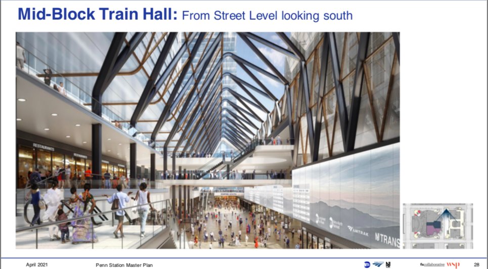 There will be new major entrances midblock on 33rd Street and 31st Street connecting to a light-filled mid-block Train Hall. There will also be new exit at the corners of 8th and 31st and 33rd, in addition to the new entrance on Seventh Avenue. /15