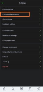 - On the settings page click the phone number settings.