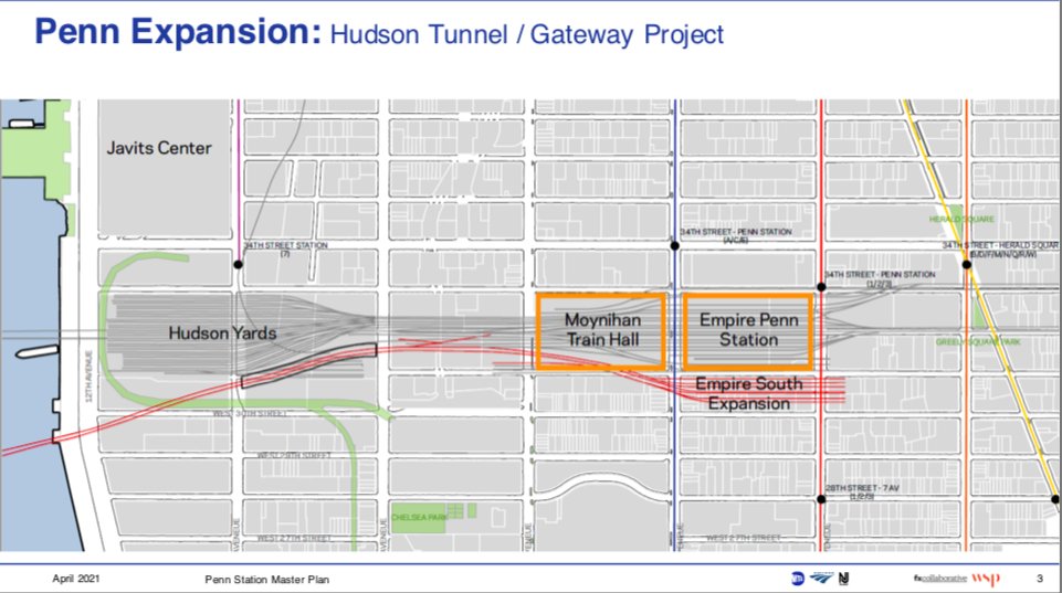 While Penn South isn't highlighted in the presentation, it's in the renderings & diagrams. There seem to be new exits @ the SW corner of 7/31, midblock @ 31st & the S corners of 8th/31st. The new 31st St Concourse seems to be below the 1st pair of new tracks south of Tk 1. /17