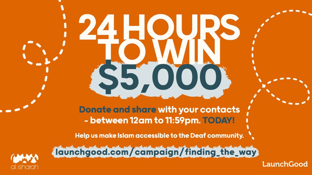 Help Al Isharah win $5,000🥇 

Deadline: Thursday 22nd April, 23:59pm

We are participating in the LG 24hr Ramadan Challenge &amp; we need as many unique donors possible. Please donate &amp; share the link 😊 

launchgood.com/campaign/findi…