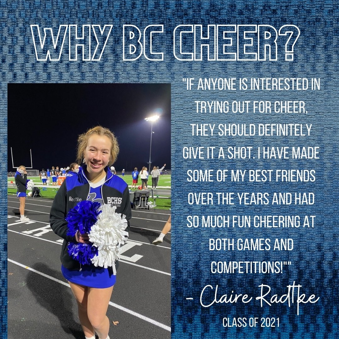 bclancercheer's tweet photo. Just a few reasons why you should join BC Cheer! Tryouts for the 2021-2022 season start May 6th! Learn more and register here- https://t.co/kdxLbVxwRt https://t.co/mHNkMpmweZ