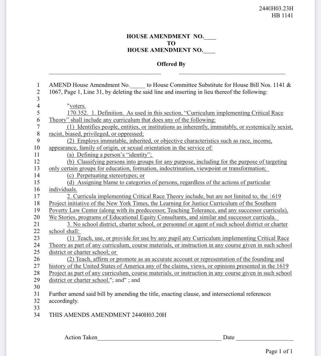 The Missouri GOP wants to whitewash American history even more by banning the teaching of subjects discussed in The #1619Project <a href="/nhannahjones/">Ida Bae Wells</a>, <a href="/splcenter/">Southern Poverty Law Center</a>, <a href="/westoriesstl/">We Stories</a>, <a href="/eec4justice/">eec4justice</a>. Representative Nick Schroer introduced censorship to our children’s education. #MoLeg