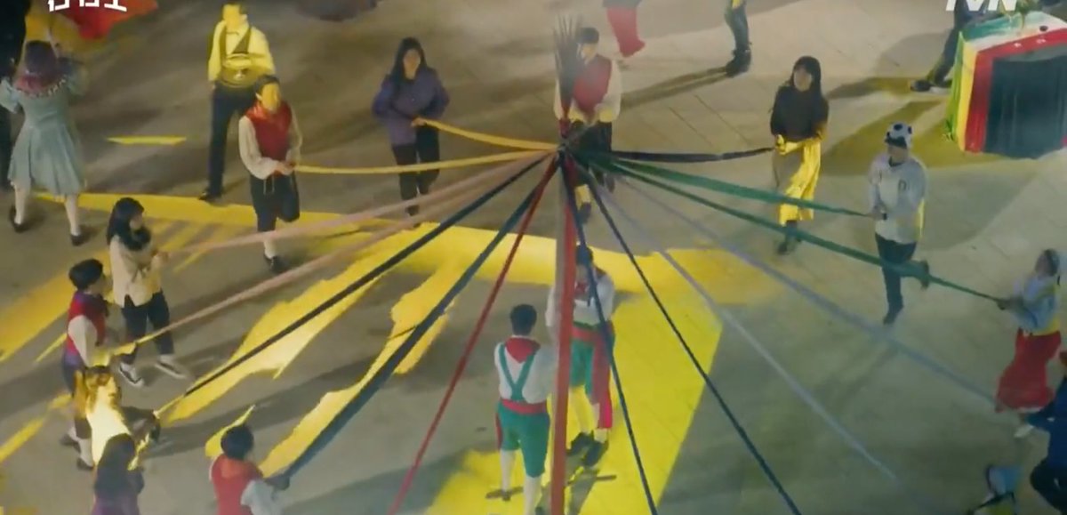 The show makes a lot of references to art and the iconic scene where V and CY stare at each other (and fall in love, fight me on this ) is inspired by an art piece called The Meeting of Isaac and Rebecca. Note the colours, the maypoles and the biblical figures in the background