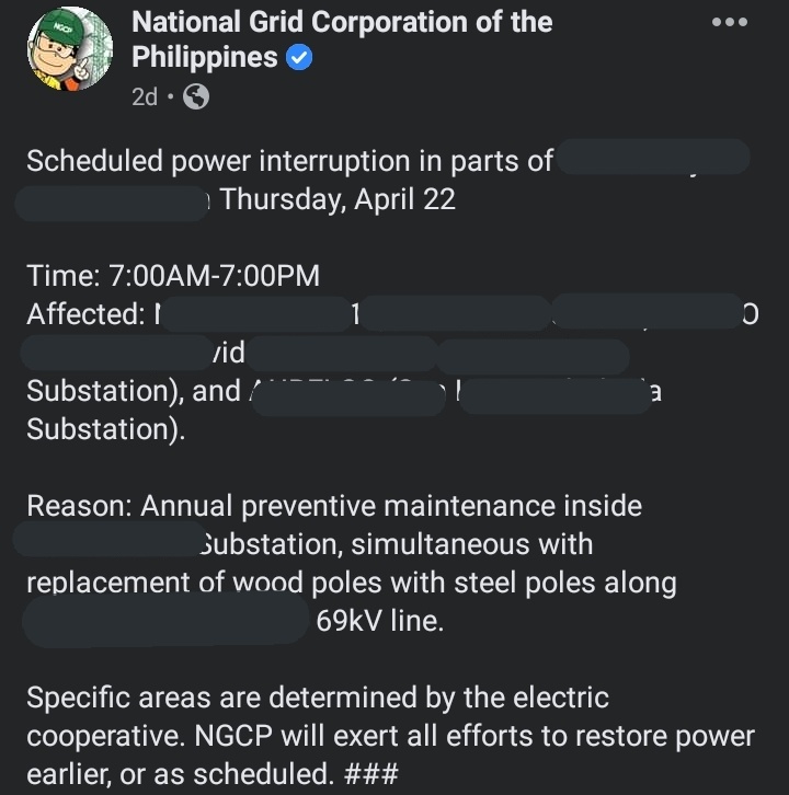 📌 hello, there was a scheduled power interruption in our area for the whole day (na hindi ko alam na scheduled pala) ‼ expect late replies fr me ><