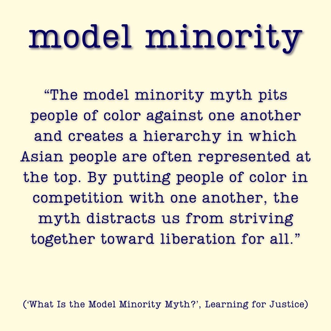AoCNetwork_'s tweet photo. “By putting people of color in competition with one another, the myth distracts us from striving together toward liberation for all.” @learnforjustice 

It’s crucial we examine these stereotypes &amp; false narratives in our anti-racist journey. Links in bio #deivocab #modelminority https://t.co/XErxFJagfm