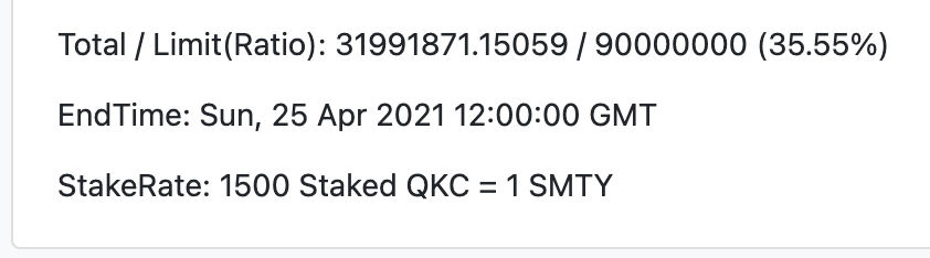 Quark_Chain's tweet photo. Great to see so much support! We have already reached over 35% capacity! 🎉💪

There is still time to provide $QKC as stake to earn $SMTY. Remember, it is first come, first serve!

#QuarkChain #QKC #Smoothy #SMTY https://t.co/hyUvOx0FPk