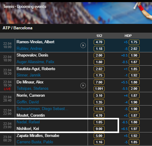 CASINOCASINO_CC's tweet photo. 🎾#Tennis #ATP　#Barcelona 🎾
From 23:00 Today (JPT) !!
#NadalRafael odds 1.05
#NishikoriKei odds 9

#casinocasino #sports #スポーツ #ナダル　
#カジノカジノ #オンラインカジノ #ブックメーカー #nadal https://t.co/hO5Ep6Uu1B