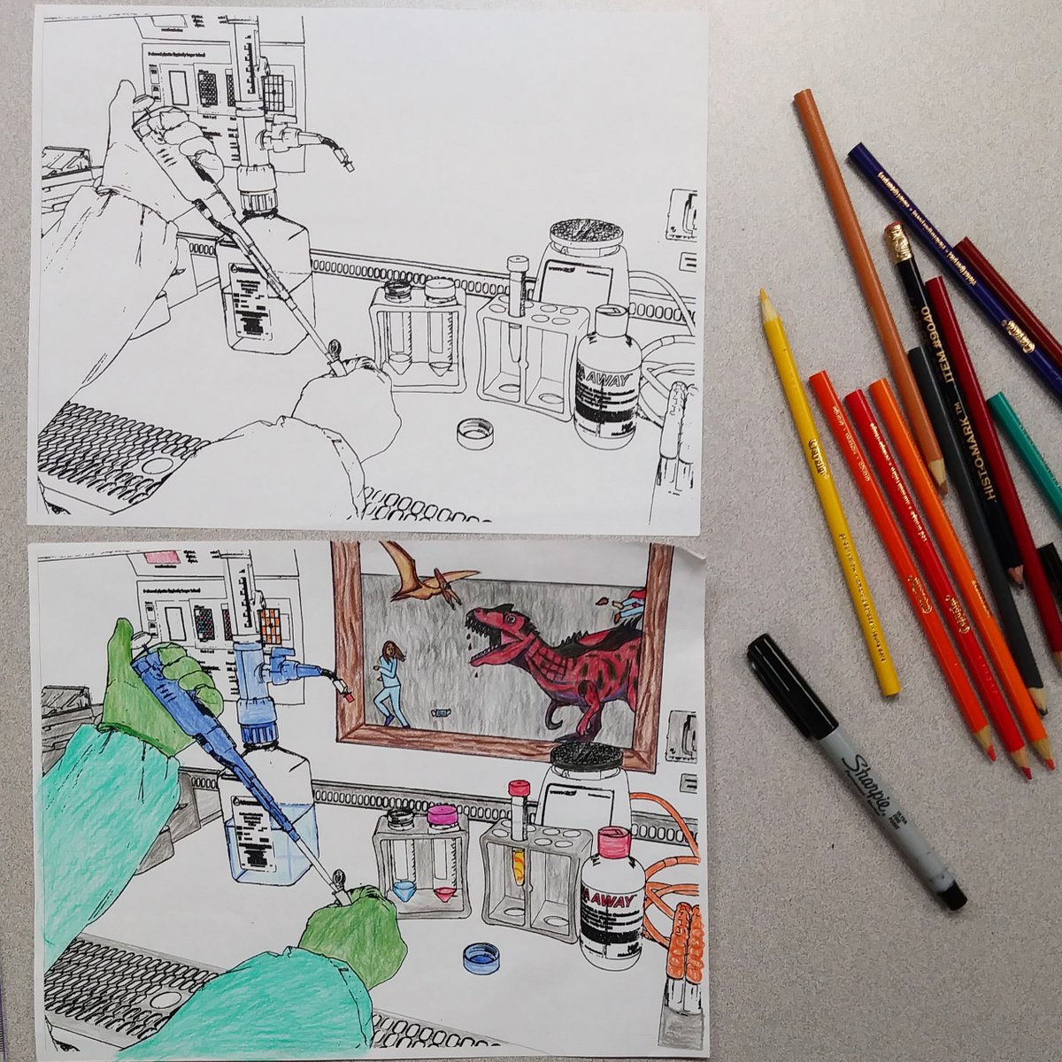 MsSarahHawley's tweet image. It&apos;s Medical Laboratory Professionals Week, and my work is celebrating with games, contests, and prizes! The coloring competition is where I hope to shine. Now how to make my entry stand out...? #LabWeek #LabWeek2021